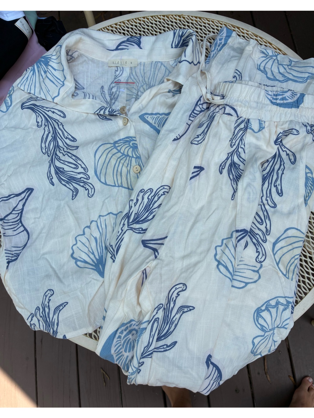 Blue Shell-Print Cotton Boutique set